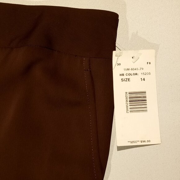 Harve Benard Pants 14 Wide Leg Gauchos Brown Vintage Pockets Side Zip NWT - Picture 10 of 11